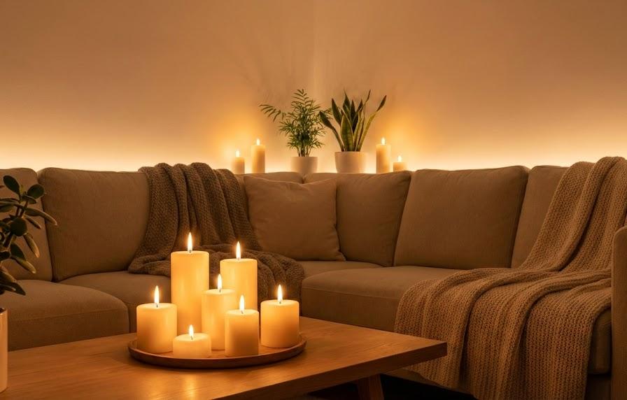 灯りで演出する癒しの空間作り：キャンドルと間接照明